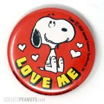 Snoopy with hearts 'Love Me' button
