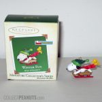 Snoopy and Woodstock on Sled Christmas Miniature Ornament