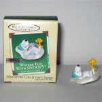 Snoopy and Woodstock making Snow Angels Christmas Miniature Ornament