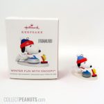 Snoopy and Woodstock Curling Christmas Miniature Ornament
