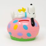 Snoopy & Woodstock laying on pink egg Bank Candy Container