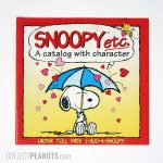 Snoopy Etc Catalog Snoopy under umbrella with falling hearts