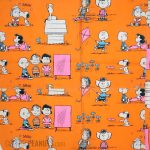 Peanuts Gang scenes on bright orange paper Gift Wrap