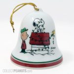 Snoopy Tangled in Lights on Doghouse with Woodstock and Charlie Brown Christmas Bell Ornament