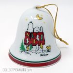 Snoopy and Woodstock Doghouse with Stockings Christmas Bell Ornament 