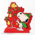 Snoopy and Woodstock dancing on Christmas doghouse Gift Trim