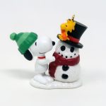 Snoopy and Woodstock Building Snowman Ornament