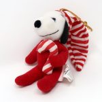 Snoopy Holding Candy Cane Plush Christmas Ornament