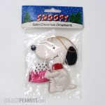 Snoopy holding dog dish Satin Christmas Ornament