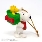 Snoopy holding gift with Woodstock Christmas Ornament