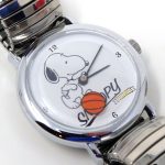 Snoopy dribbling Basketball Watch with Silver Link Band