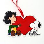 Lucy and Snoopy with Heart Wooden Ornament