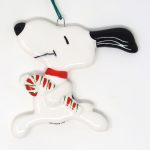 Snoopy Leaping with Candy Cane Christmas Ornament