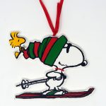 Skiing Snoopy Wooden Ornament