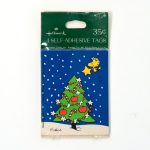 Woodstock putting Star on Christmas Tree Gift Tags