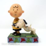 Snoopy hanging on Charlie Brown Figurine