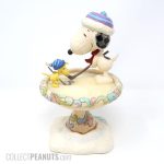 Snoopy and Woodstock Playing Hockey on Bird Bath Figurine