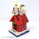 Snoopy and Woodstock on Decorated Doghouse Christmas Figurine