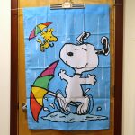 Snoopy & Woodstock Dancing in the Rain Large Flag