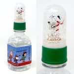 Snoopy with Candy Cane Snow Globe on Peanuts Bottled Water