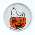Snoopy on Jack-o-lantern Pumpkin Fabric-covered Button