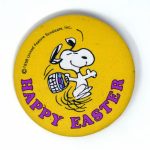 Snoopy with Easter Basket 'Happy Easter' Cloth Button