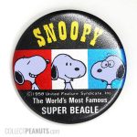 Snoopy portraits 'World's Most Famous Super Beagle' Pinback Button