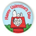 Snoopy on Doghouse 'Happy Valentine's Day' Cloth Button