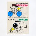 Snoopy World's Greatest Bike Racer and Bowler Glass Decal
