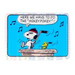 Snoopy and Woodstock playing Hockey on Bird Bath Comic Sticker 'Here We Have to do the Hokey Pokey'