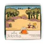 Snoopy on tent camping with Woodstock in Woods Notelettes Stationery