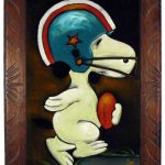 Football Snoopy Black Velvet Painting