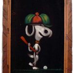 Baseball Snoopy Black Velvet Painting