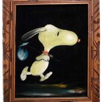 Running Snoopy Black Velvet Painting