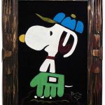Baseball Snoopy Black Velvet Painting