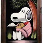 Snoopy and Woodstock Black Velvet Painting