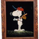 Baseball Snoopy Black Velvet Painting