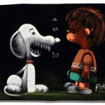 Linus and Snoopy Black Velvet Painting