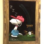 Baseball Snoopy Black Velvet Painting