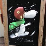 Snoopy Flying Ace Black Velvet Painting