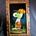 Baseball Snoopy Black Velvet Painting