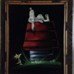Snoopy on Doghouse Black Velvet Painting
