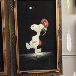 Baseball Snoopy Black Velvet Painting