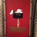 Snoopy on Mailbox Black Velvet Painting