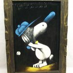 Baseball Snoopy Black Velvet Painting