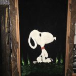 Sitting Snoopy Black Velvet Painting
