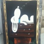 Snoopy on Doghouse Black Velvet Painting