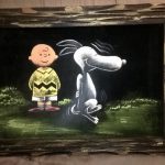 Snoopy and Charlie Brown Black Velvet Painting