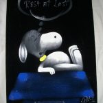Snoopy on Doghouse Black Velvet Painting