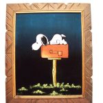 Snoopy on Mail Box Black Velvet Painting